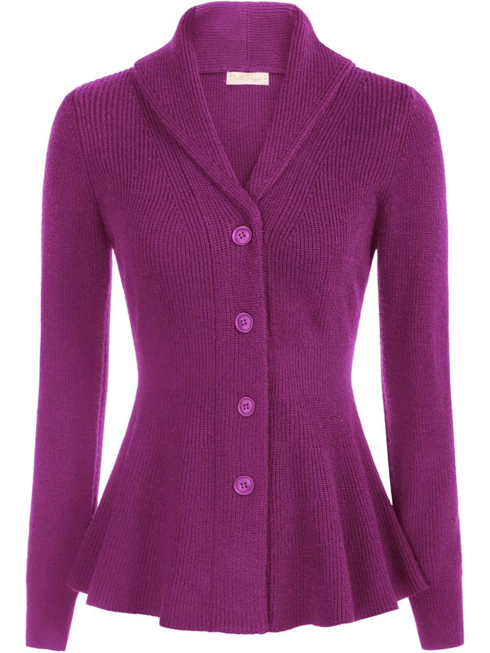 🆕 Women's Rose Purple Vintage Collar Button Down Knit Coat Cardigan Sweater